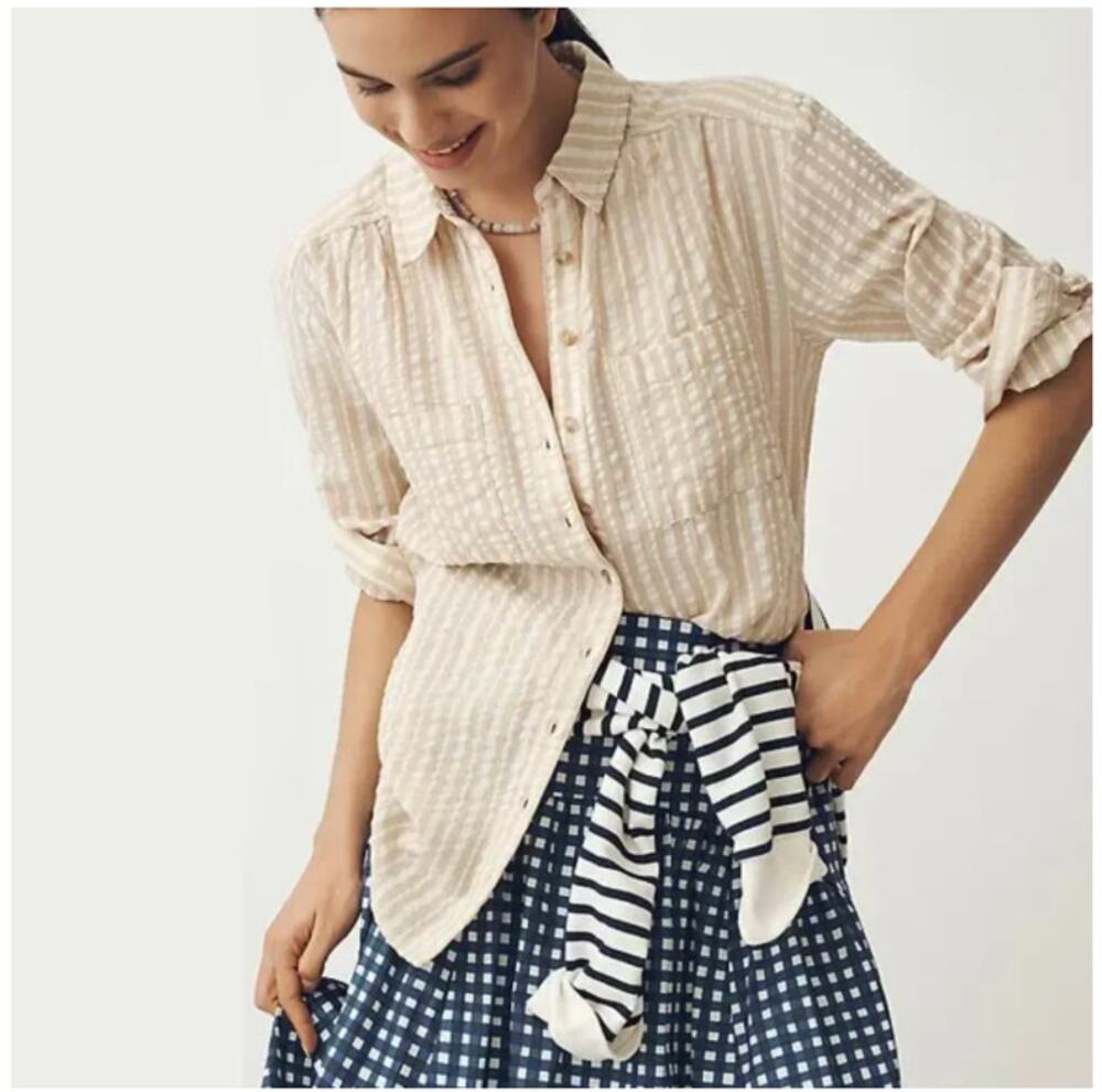 Pilcro Anthropologie Hadley Relaxed Button Down Shirt Womens Medium​ Striped